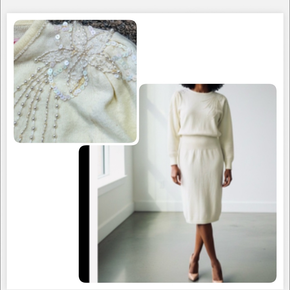 Coach Vintaged chic ‎ Cream Color Knit Sweater Dress